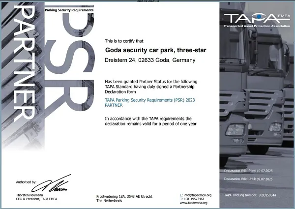 Parking dla ciężar&oacute;wek Bautransport Bautzen w G&ouml;da